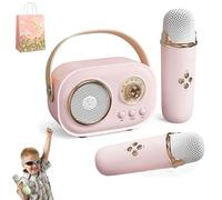 MáQuina De Karaoke para NiñOs, Mini MáQuina De Karaoke con 2 MicróFonos InaláMbricos, MáQuina De Karaoke para NiñAs, C20 De Altavoces Retro Sonido EstéReo para Fiesta (2 Mic,Pink)