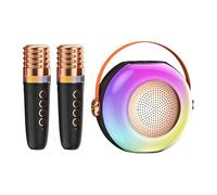 Máquina De Karaoke Para Niños - Pequeña Máquina De Karaoke | Altavoz Portátil | LED Lights Music Player Con Dos Micrófonos | Canto De Sonido De Sonido Para La Familia Que Recolecta A Los Adultos Y Niñ