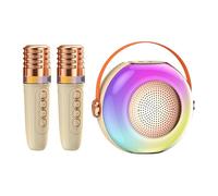 Máquina De Karaoke Para - Pequeña Máquina De Karaoke | Altavoz Portátil | LED Lights Music JEETY con Dos Micrófonos | Canta Caja De Sonido Para El Hogar Familiar Reuniendo Adultos Y