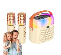 Máquina de karaoke pequeña, dispositivo de canto pequeño de 1200 mAh, 2 micrófonos inalámbricos, juego de karaoke familiar, de karaoke en casa para reuniones familiares