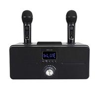 Máquina de Karaoke portátil, Altavoz Bluetooth inalámbrico estéreo versátil con 2 micrófonos inalámbricos, máquina de Canto incorporada Recargable para niños y Adultos, Exterior e Interior(Negro)