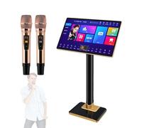 Máquina de karaoke portátil con 2 micrófonos inalámbricos, pantalla táctil de 21.5 pulgadas, función de amplificador de potencia y control de aplicación de teléfono