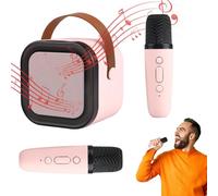 Máquina de karaoke portátil, máquina de karaoke para adultos - máquina portátil de altavoz karaoke con luces disco,altavoz con 2 micrófonos, altavoz karaoke, juguete musical portab