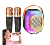 Máquina de karaoke portátil para niños, karaoke para niños con micrófonos, máquina de karaoke con micrófono pequeño para niños - Máquina de karaoke que canta bajo potente con luces coloridas para sala