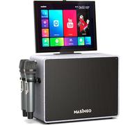 Máquina de karaoke profesional con pantalla de letras para adultos, 2 micrófonos inalámbricos, sistema de altavoces PA portátil Bluetooth con tableta táctil integrada de 15 pulgadas con Android y WiFi