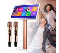 Máquina de Karaoke Profesional de 19 Pulgadas, máquina de Karaoke con Pantalla táctil capacitiva con micrófono inalámbrico, función de Amplificador de Potencia, Control de aplicación,White-2TB