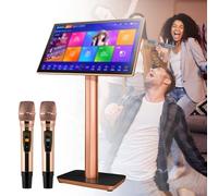 Máquina de Karaoke Profesional de 19 Pulgadas, máquina de Karaoke con Pantalla táctil capacitiva con micrófono inalámbrico, función de Amplificador de Potencia, Control de aplicación,Black-3TB
