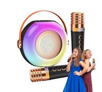 Máquina de karaoke | Reproductor de música con dos micrófonos - Altavoz portátil luminoso, para cumpleaños en casa, reuniones familiares y fiestas infantiles