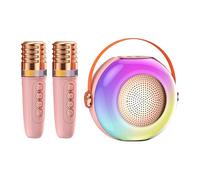 Máquina De Karaoke | Reproductor de Música y Altavoz con Dos Micrófonos | Equipo De Karaoke Portátil con Luces - para Fiestas Familiares Cumpleaños Y Celebraciones En Casa