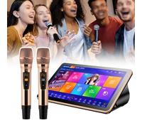 Máquina De Karaoke Todo En Uno Con Pantalla Táctil Y 2 Micrófonos Inalámbricos, Compatible Con Dispositivos Móviles/aplicaciones Y Selección De Canciones De Voz | For KTV/cine En Casa(1T)