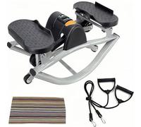 Máquina de Lado a Lado para Ejercicio en casa, Mini Paso a Paso con Bandas de Resistencia, Pantalla LCD, Pedales Antideslizantes y tapete Antideslizante, Capacidad de Peso de 100 kg Gray