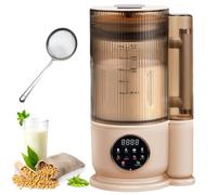 Máquina de Leche de Soja y Frutos Secos 1,5L, Máquina Automática 8 en 1 para Leche Vegetal con 12 Cuchillas, Temporizador 24h, Mantener Caliente, Tapa Insonorizada, Autolimpiante para Uso Domés white