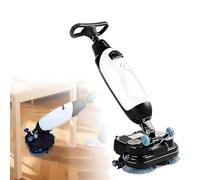 Máquina de limpieza comercial con operador a pie, fregadora de pisos eléctrica con cepillos dobles que giran 360 ° for espacios domésticos y comerciales(White)