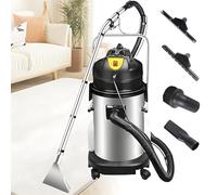 Máquina de limpieza de alfombras comercial de 40 litros, aspiradora en seco y húmedo 3 en 1 con motor de 1049 W para detalles automáticos de pisos, succión de 230 mbar, tanque de acero inoxidable