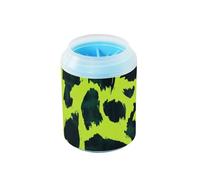 Máquina de limpieza de patas portátil con estampado de leopardo verde y negro, cerdas de silicona suave, para perros pequeños y medianos y razas de gatos