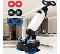 Máquina de limpieza de suelos comercial, limpiador eléctrico ligero con ancho de limpieza de 17 pulgadas, cepillos dobles, cabezal giratorio de 360° para un fregado y secado eficiente del suelo