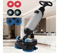 Máquina de limpieza de suelos comercial, limpiador eléctrico ligero con ancho de limpieza de 17 pulgadas, cepillos dobles, cabezal giratorio de 360° para un fregado y secado eficiente del suelo