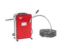 Máquina de limpieza de tuberías eléctrica de 240 W, 30 m, con 6 cabezales de corte, para obstrucciones por pelo, grasa y hojas, espiral de limpieza de tuberías de hasta 100 mm de diámetro