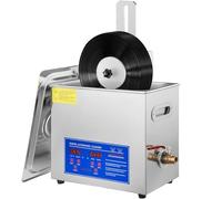 Máquina de limpieza ultrasónica, limpiador ultrasónico de discos de vinilo - Máquina de limpieza profunda de acero inoxidable de 6,5 L para discos, joyas, vasos y objetos pequeños, 180 W con