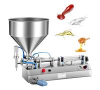 Máquina de llenado de líquidos de pasta, llenadora horizontal neumática de acero inoxidable, una boquilla con tolva, diseño a prueba de fugas, velocidad ajustable para aceite, loción, 100-1000 ml