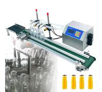 Máquina de llenado de líquidos, llenado automático de control digital para bebidas, vino, salsa de soja y más con sensor inteligente y cinta transportadora pequeña