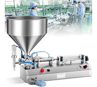 Máquina de llenado de pasta líquida neumática de acero inoxidable de 5 a 1500 ml, relleno de pasta semiautomática de un solo cabezal con tolva, para agua, miel, aceite vegetal, champú, 200 ml