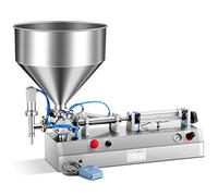 Máquina de llenado manual de líquidos, llenadora neumática horizontal para botellas pequeñas, ideal para perfume, bebidas y agua con tolva