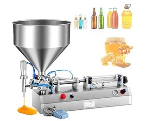 Máquina de llenado neumática horizontal automática: llenadora de pasta líquida de doble propósito, cabezal único de acero inoxidable, for aceite vegetal, salsa de tomate y chile(100to1000ML)