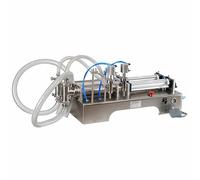 Máquina de llenado neumática, llenadora de líquidos de doble cabezal para aceite, bebidas, vino y cosméticos, acero inoxidable, 1-40 botellas/min, capacidad de 50-500 ml