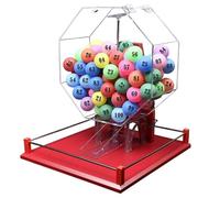 Máquina de Lotería Manual con Manivela, Tambor de Rifas con Jaula de Bingo y 100 Bolas Numeradas, Sorteo para Fiestas, Noches de Juegos Familiares y Eventos de Grupo(Red,Colored number balls)