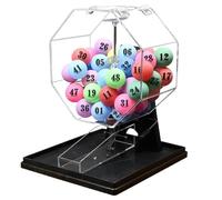 Máquina de Lotería Manual con Manivela, Tambor de Rifas con Jaula de Bingo y 100 Bolas Numeradas, Sorteo para Fiestas, Noches de Juegos Familiares y Eventos de Grupo(Black,Colored number balls)