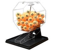 Máquina de Lotería Manual con Manivela, Tambor de Rifas con Jaula de Bingo y 100 Bolas Numeradas, Sorteo para Fiestas, Noches de Juegos Familiares y Eventos de Grupo(Black,Orange number balls)