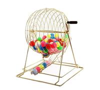 Máquina de lotería manual, juego de bingo con jaula metálica y ruedas de 0/100/200 bolas, máquina de bingo con tambor giratorio, capacidad para 200 bolas, ideal para eventos(Gold,With 200 balls)