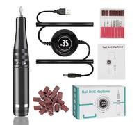 Máquina de manicura de 35000 RPM, taladro eléctrico for uñas, torno portátil for uñas, juego de cortadores de manicura eléctrica, equipo de salón de pulido de uñas en Gel(Nero)