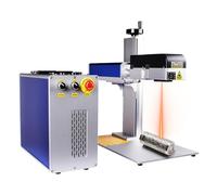 Máquina de Marcado por Laser de Fibra 3D, Máquina de Grabado por Laser de Fibra 3D JPT MOPA de 100W/200W/300W con Eje Rotatorio D80 para Todos los Metales (100W)