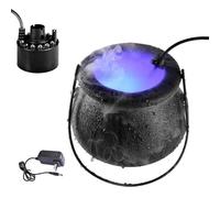 Máquina de niebla de Halloween para el tiempo, caldero de 12 luces LED, caldero para fumar, decoración de Halloween con niebla continua, estanque de fuente de agua, rocalla, pecera, jarrón y baño para