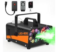 Máquina de niebla para Halloween al aire libre, máquina de humo con luces de bola de discoteca, potencia de 600 W y 3000 CFM con luces LED de 13 colores, control remoto inalámbrico, perfecta para