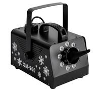 Máquina de nieve con mando a distancia, 900 W, para exteriores/interiores, LED, cañón de nieve, jardín, 75 ml/min, consumo de líquidos, máquina de nieve, 1 L, capacidad del depósito