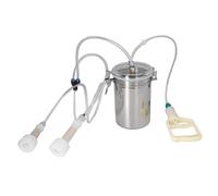 Máquina de ordeño, Cubo portátil de acero inoxidable de 2L, Juego de ordeñador de vacío con pulsación manual, Máquina de ordeño de succión fuerte de fácil control para cabras y vacas