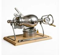 Máquina de palomitas de acero inoxidable, cañón de palomitas chino de alta presión con manómetro, máquina de palomitas manual con manivela para noches de cine en casa.(350ml)