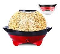 Máquina de Palomitas de Maíz de 5L Para El Hogar, 800 W, Con Azúcar Y Aceite, Placa de Calentamiento Antiadherente Extraíble, Mezclador Automático, Tapa Transparente Como Recipiente (Rojo)