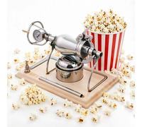 Máquina de palomitas de maíz manual, cañón de palomitas de maíz chino de acero inoxidable 304 máquina de palomitas de alta presión con válvula doble noches de cine camping (400ml)