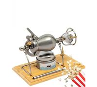 Máquina de palomitas de maíz vintage retro con manivela, de acero inoxidable estilo chino, con bloqueo de seguridad, funcionamiento manual y divertido, perfecto para el hogar y aperitivos saludables