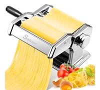 Máquina de Pasta Sailnovo, Fabricante de Pasta 180, Aleación de Aluminio con 9 Ajustes de Grosor y 2 Cortadores, Máquina Manual para Espagueti, Fettuccini, Lasaña, Regalo (Plata)