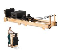 Máquina de Pilates Dyqyym para moldear el Cuerpo, Cama Plegable de Arce, Barra para pies con Ajuste de 7 velocidades, Equipo de Fitness Profesional para Entrenamiento Deportivo Multifuncional.