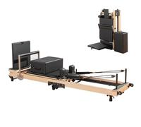 Máquina de Pilates Dyqyym, Reformer de Pilates Plegable, Reformer de Pilates de Madera, Equipo de Pilates Plegable para Entrenamientos en Casa, Traje Reformer de Pilates Plegable, Reformer de PIL