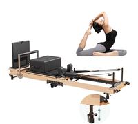 Máquina de Pilates Reformer Plegable Dyqyym, Reformer de Pilates de Madera, Equipo de Pilates Plegable para Entrenamientos en Casa, Cama de Pilates de Intensidad Ajustable, Reformer de Pilates Mu