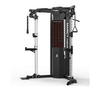 MARCY Máquina de Poleas SM-6500-34 Posiciones - 2 Torres de Peso 2 x 68 Kg - Relación 2:1 - Accesorios incluidos - con Rack - Sistema de Gimnasio para casa - Más de 1 Usuario simultáneo