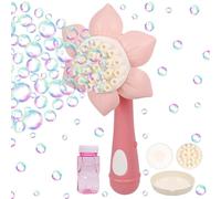 Máquina de pompas de jabón para niños, flor, máquina de burbujas de jabón, barra de burbujas con líquido de burbujas, flor de pompas de jabón, máquina de burbujas para niñas, para juegos al aire libre