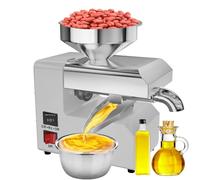 Máquina de prensa de aceite comercial de acero inoxidable con control de temperatura y salida lateral para varias semillas y frutos secos